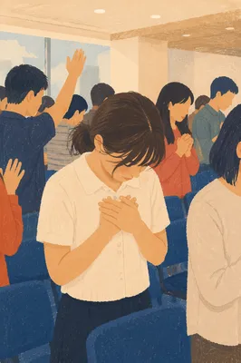 Fervent Prayer Gathering in Korean Church Hall