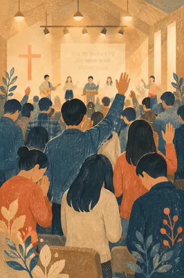 Korean Revival Prayer in Warm Sanctuary