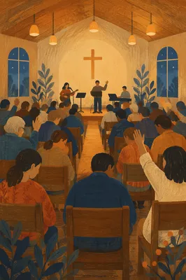 Fervent Prayer at Korean Revival Meeting