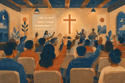 Evening Revival Prayer in Korean Church