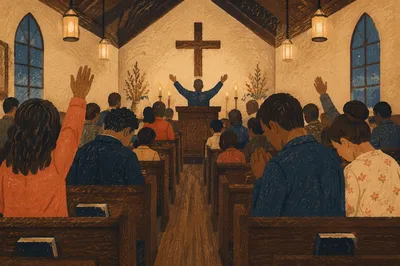 Fervent Prayer at Korean Revival Meeting