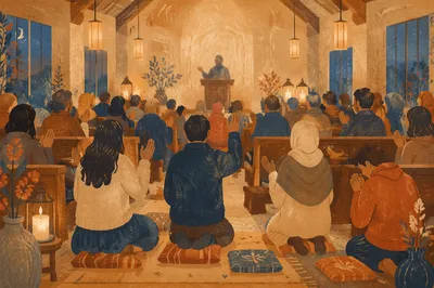 Fervent Prayer at Korean Revival Meeting