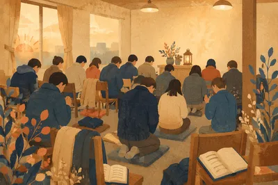 Fervent Dawn Prayer in Korean Church