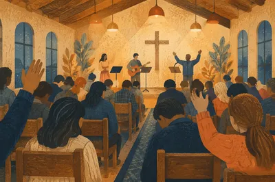 Fervent Prayer at Korean Revival Meeting