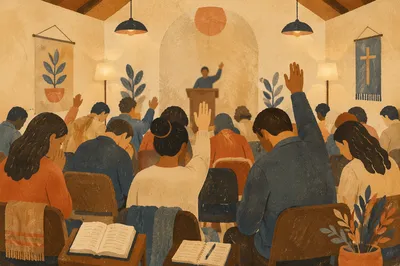 Fervent Prayer at Korean Revival Meeting