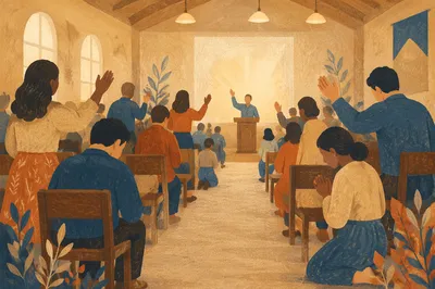 Fervent Prayer at Korean Revival Meeting