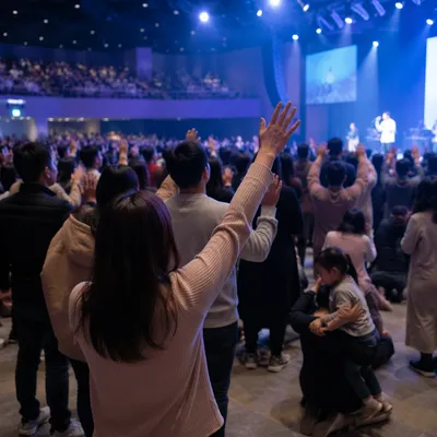 Fervent Prayer at Korean Revival Meeting