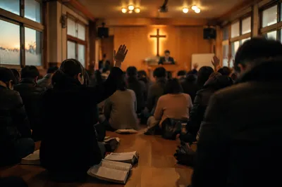 Fervent Prayer at Korean Church Revival