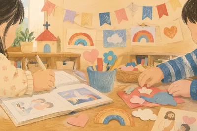 Colorful VBS Craft Time at Korean Church