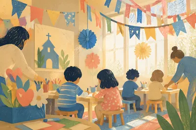 Colorful VBS Banners in Korean Church