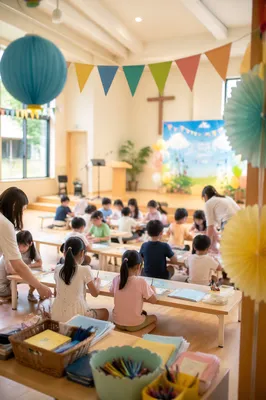 Colorful Vacation Bible School Church Hall