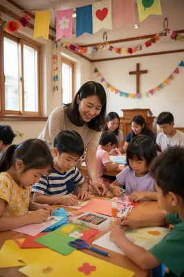 Children Crafting in Church Community Hall