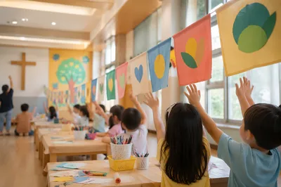 Colorful Vacation Bible School in Korean Church