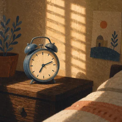 Vintage Alarm Clock in Morning Light