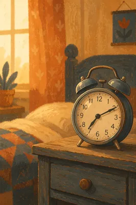 Vintage Alarm Clock in Morning Light