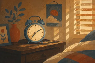 Vintage Alarm Clock in Morning Light