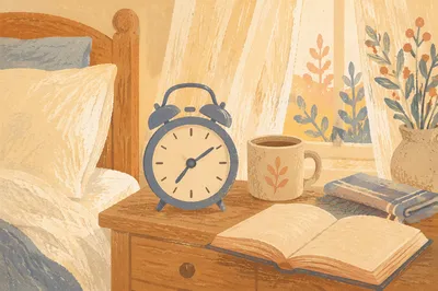 Analog Alarm Clock in Morning Light