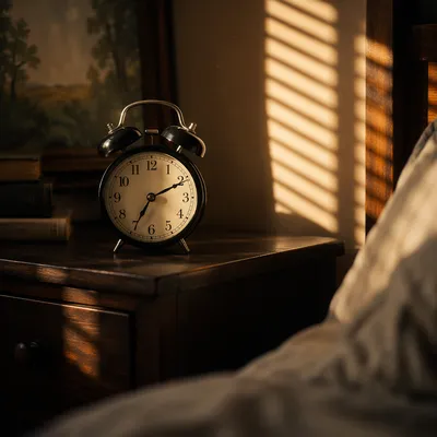 Vintage Alarm Clock in Morning Light