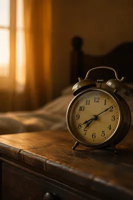 Vintage Alarm Clock in Morning Light