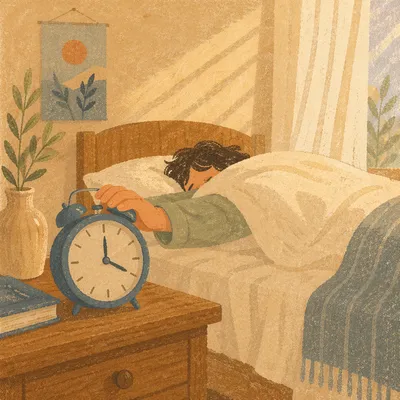 Quiet Morning Alarm Clock in Cozy Bedroom