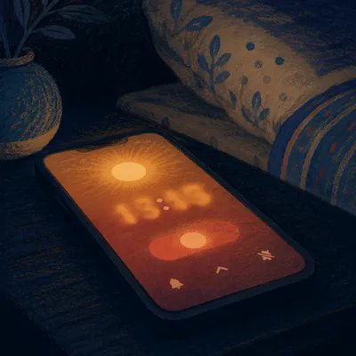 Smartphone Alarm Glowing Before Sunrise