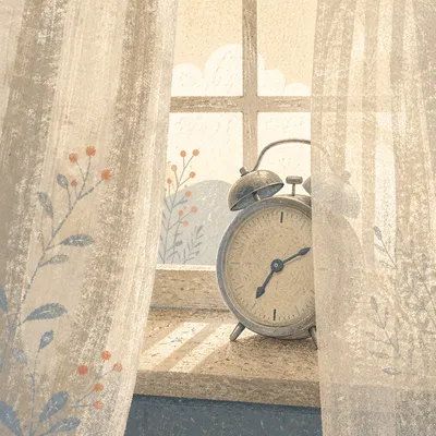 Vintage Alarm Clock in Morning Bedroom Light
