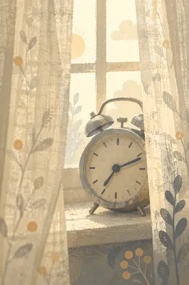 Vintage Alarm Clock in Morning Bedroom Light