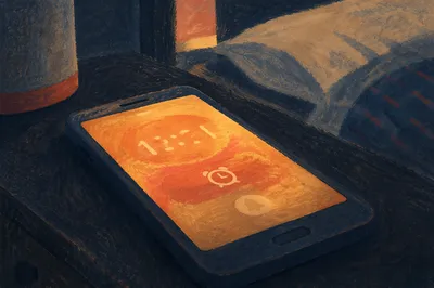 Early Morning Smartphone Alarm on Bedside Table