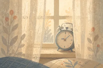 Vintage Alarm Clock in Morning Bedroom