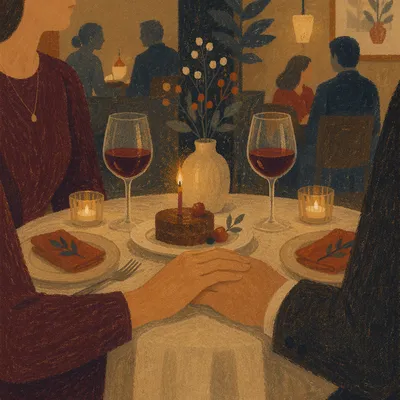 Romantic Anniversary Dinner Candlelight at Restaurant