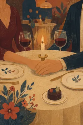 Romantic Anniversary Dinner Candlelight at Restaurant