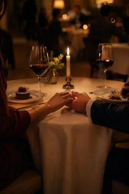 Romantic Anniversary Dinner Candlelight Table Scene