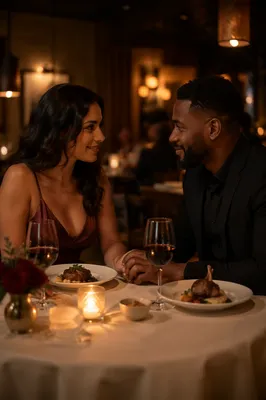 Couple Sharing Romantic Anniversary Dinner