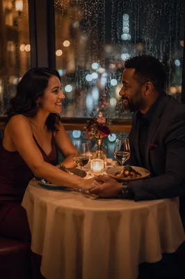 Romantic Anniversary Dinner by Rainy Window