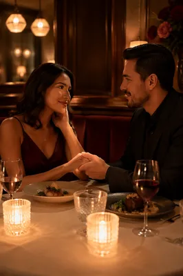 Romantic Anniversary Dinner in Elegant Restaurant