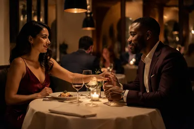 Romantic Anniversary Dinner in Upscale Restaurant