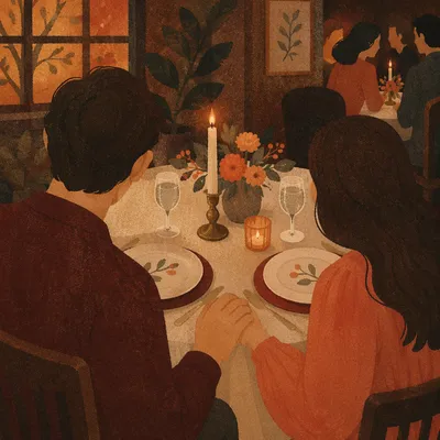 Romantic Anniversary Dinner in Cozy Restaurant