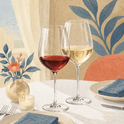 Romantic Anniversary Wine Glasses at Dinner