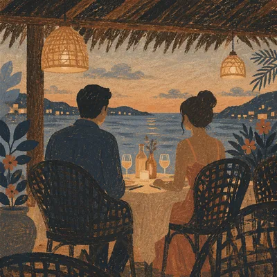 Romantic Seaside Anniversary Dinner at Dusk
