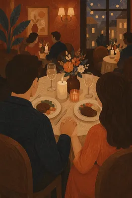 Romantic Anniversary Dinner in Cozy Restaurant