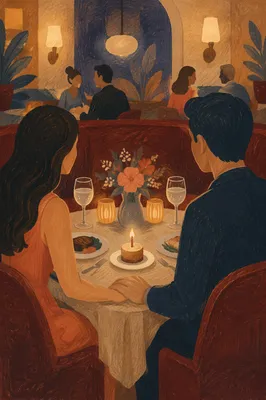 Romantic Anniversary Dinner in Cozy Restaurant