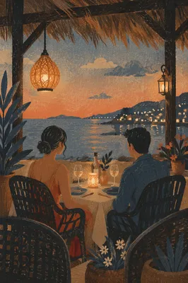 Romantic Seaside Anniversary Dinner at Dusk