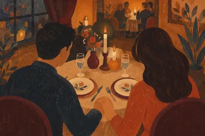 Romantic Anniversary Dinner in Cozy Restaurant