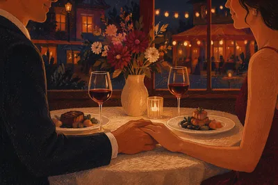 Romantic Anniversary Dinner at Cozy Restaurant