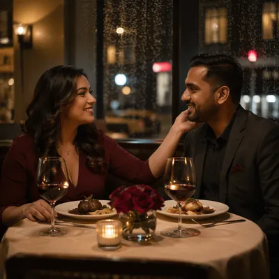 Romantic Anniversary Dinner at Upscale Restaurant