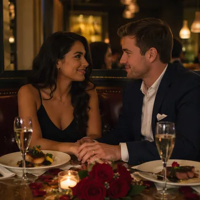 Romantic Anniversary Dinner in Elegant Restaurant