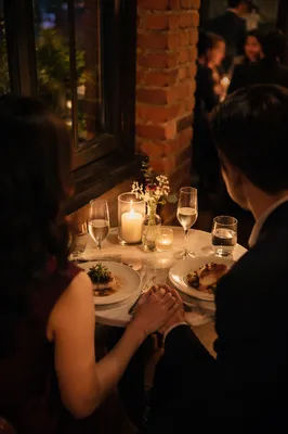 Romantic Anniversary Dinner Couple at Restaurant