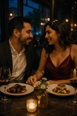 Romantic Anniversary Dinner in Elegant Restaurant