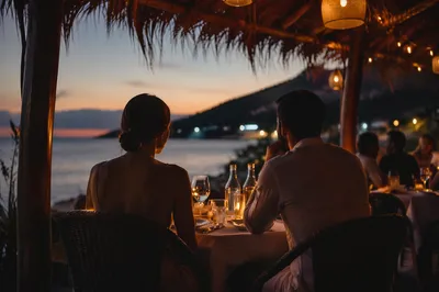Romantic Seaside Anniversary Dinner at Dusk