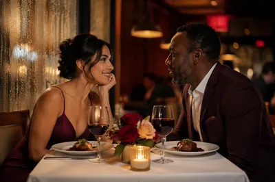 Romantic Anniversary Dinner by Rainy Window